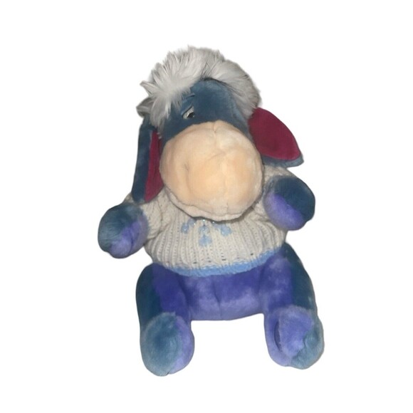 Disney Store Eeyore Snowflake Sweater Winter Holiday Christmas Plush Stuffed Toy - Picture 13 of 16